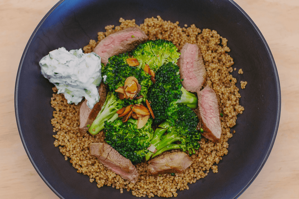 Lamb on Quinoa with Coconut Tzatziki