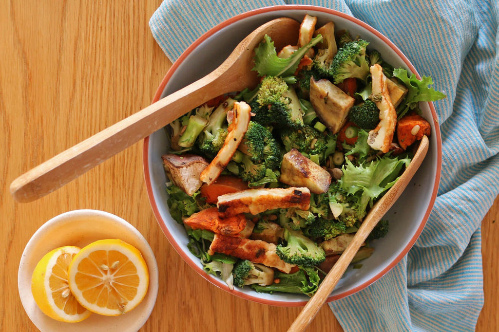 Broccoli Salad with Bacon, Pine Nuts and Halloumi Recipe