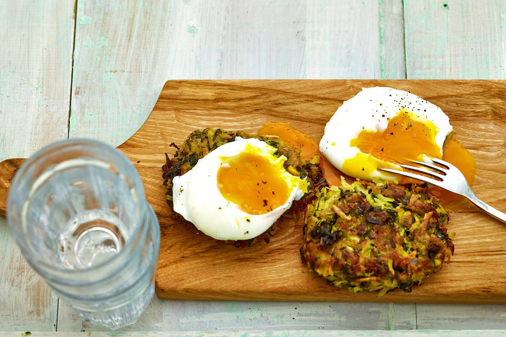 BePure Poached Eggs with Kumara Rosti and Kale Recipe