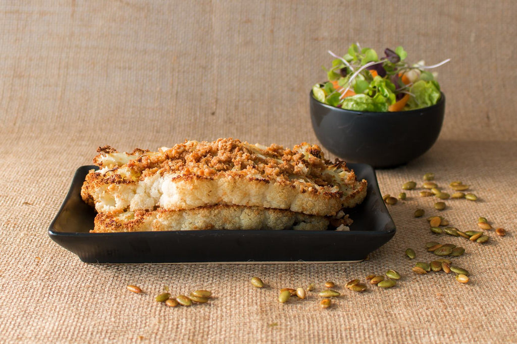 BePure Cauliflower Steaks with Green Spring Salad